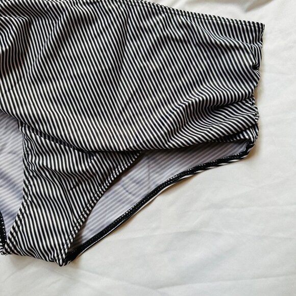 Black & White Striped High Rise Swim Bottoms NWOT Swimsuit Size L - Picture 4 of 8
